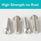 #10-32 x 1-1/4" Button Head Socket Cap Screws Bolts, Stainless Steel 18-8 (304), Metric Allen Hex Drive, Fully Threaded, Bright Finish, 30 PCS