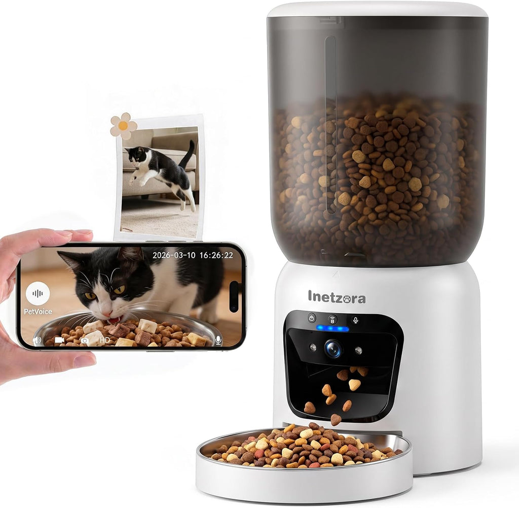 Automatic Cat Feeder with 2K Camera: 5G WiFi Auto Dog Feeder - 6L