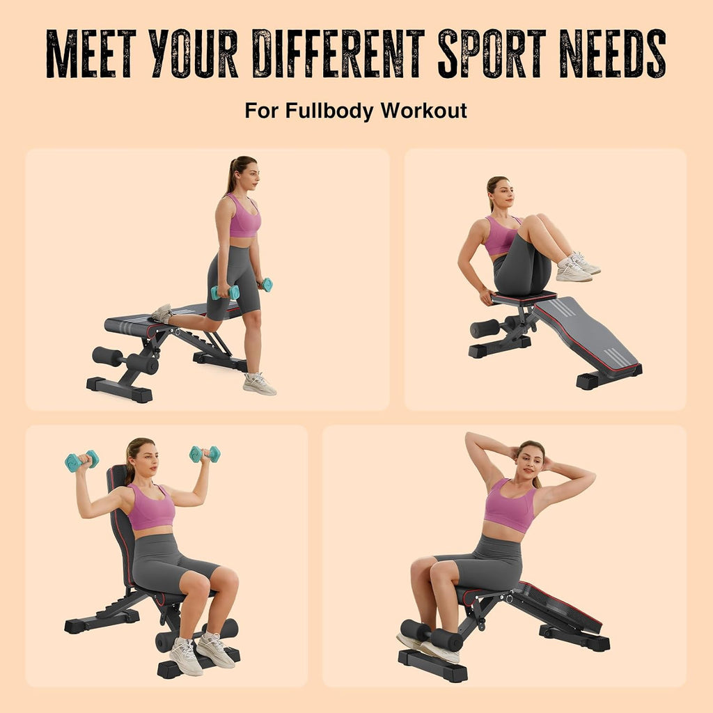 Multi-Function All in 1 Weight Bench Set - Multi-Positions Heavy Duty Weight Lifting Sit Up Bench Workout Benchs