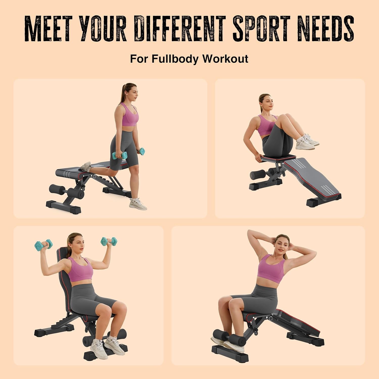 Multi-Function All in 1 Weight Bench Set - Multi-Positions Heavy Duty Weight Lifting Sit Up Bench Workout Benchs
