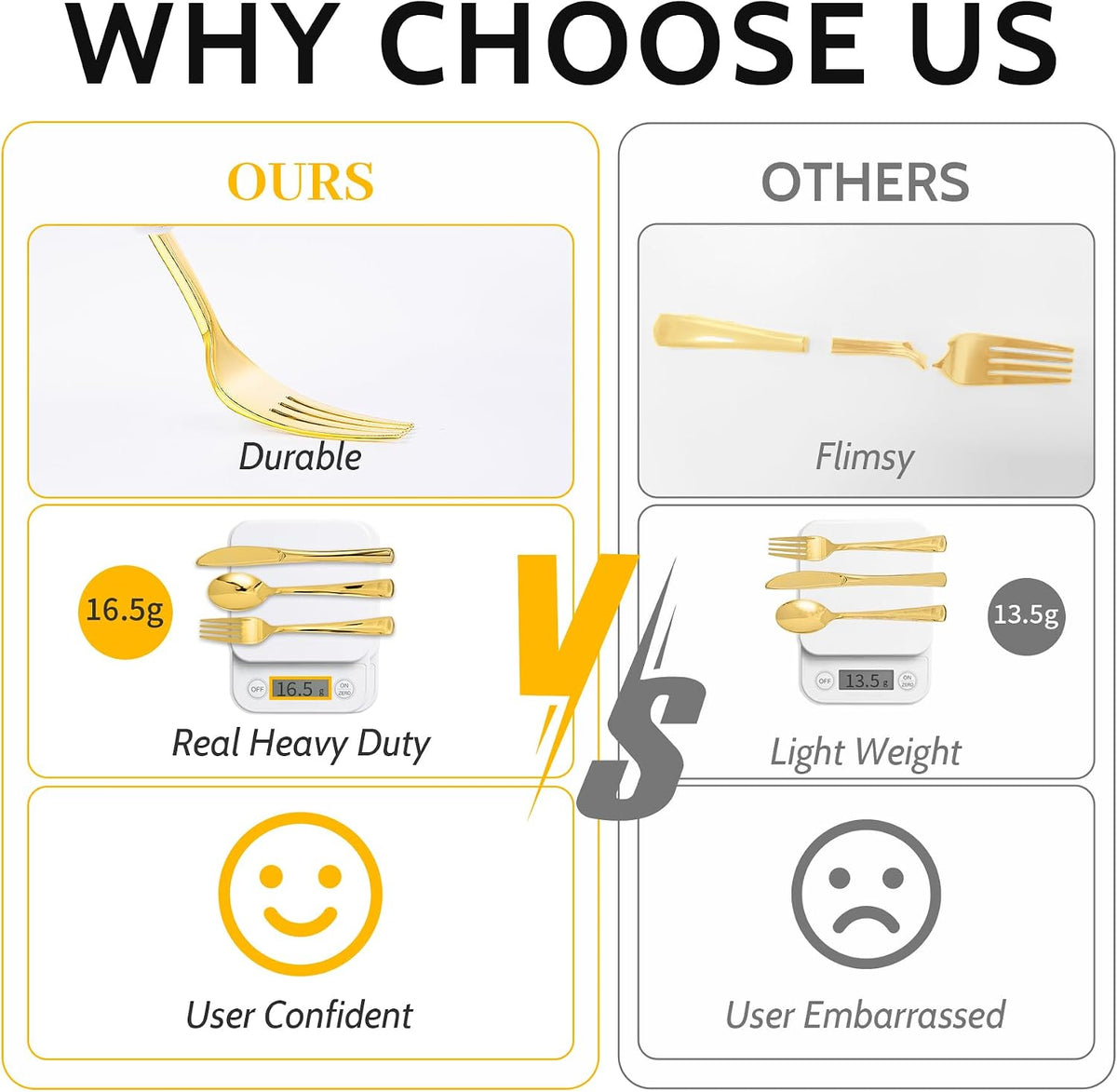 160PCS Gold Plastic Silverware, Disposable Plastic Cutlery/Utensils