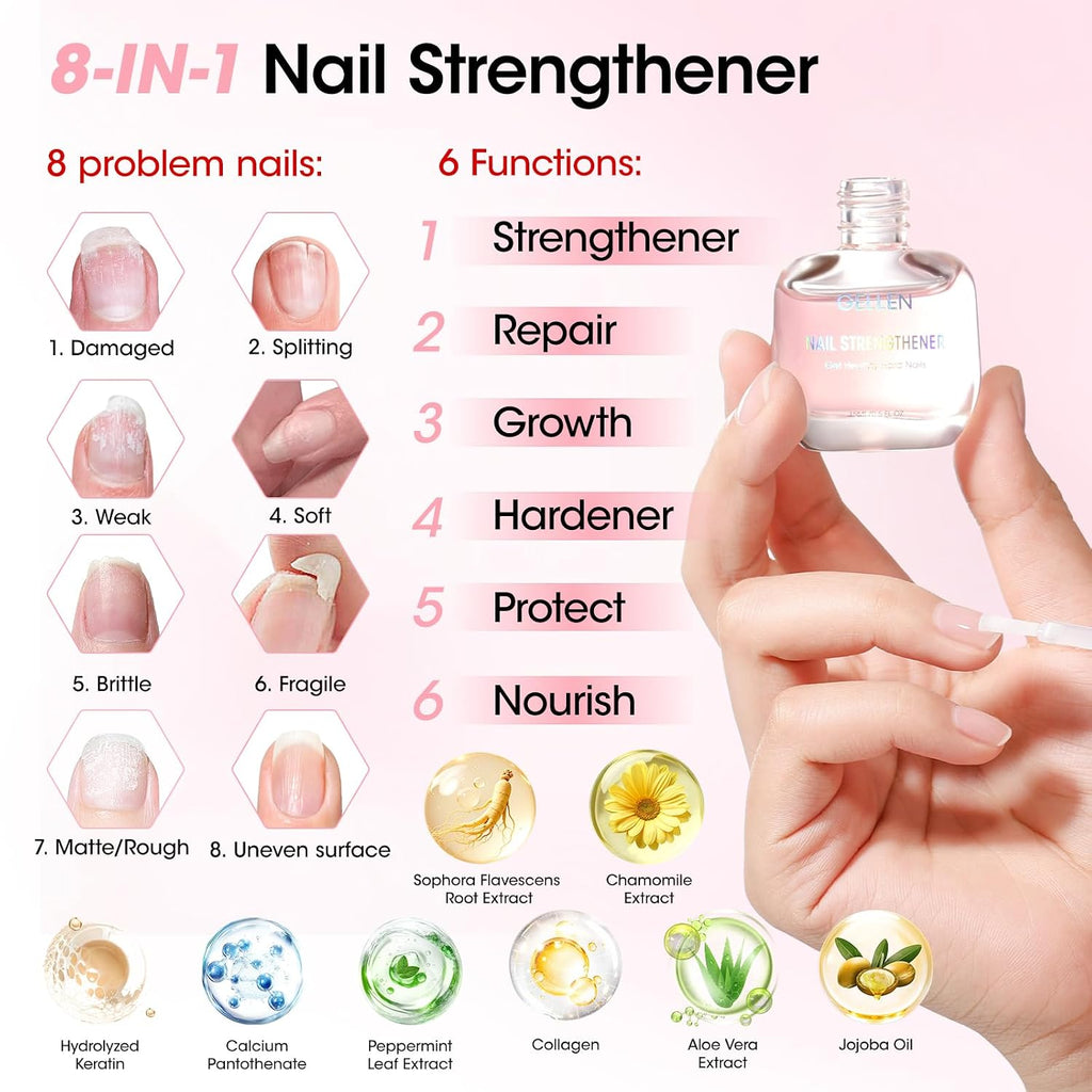 Nail Care Kit with 10PCS Manicure Tools: Nail Strengthener Sakura