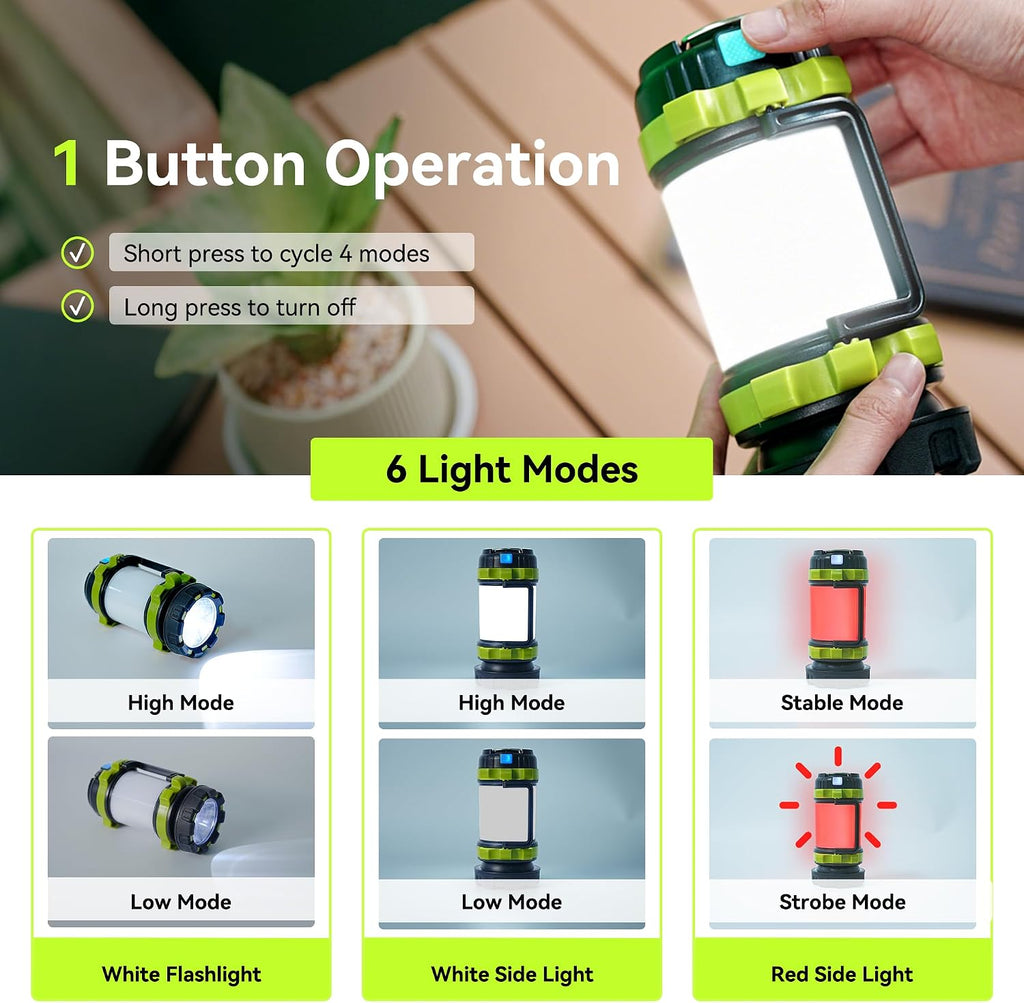 Rechargeable Flashlight, 6 Modes Camping Flashlight LED Camping Lantern for Power Outage, Flashlight for Home