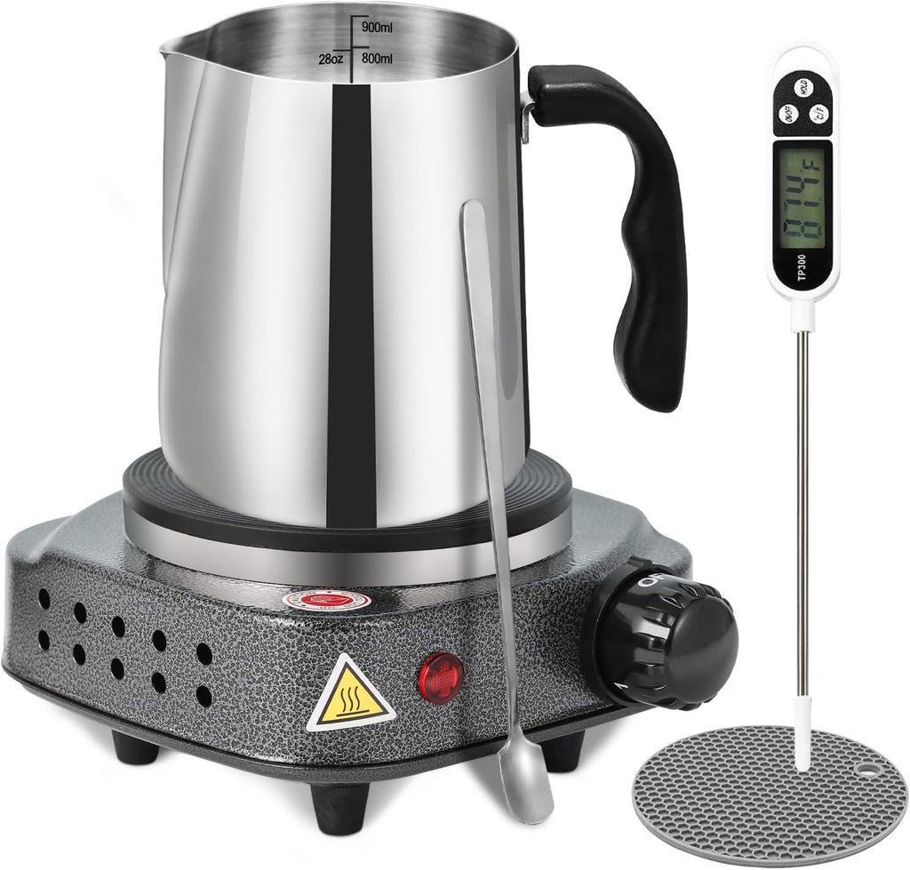 Candle Making Kit/Supplies with Electric Hot Plate(Silver Gray) | Wax Melter for Candle Making,Candle Making Supplies