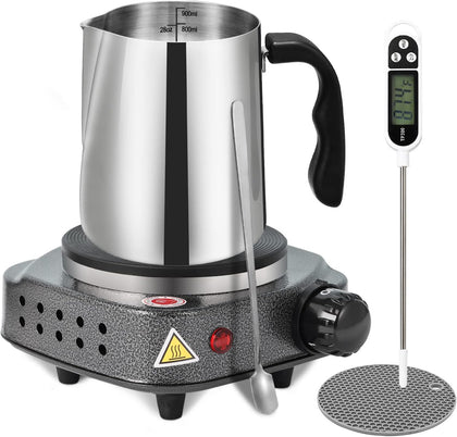 Candle Making Kit/Supplies with Electric Hot Plate(Silver Gray) | Wax Melter for Candle Making,Candle Making Supplies