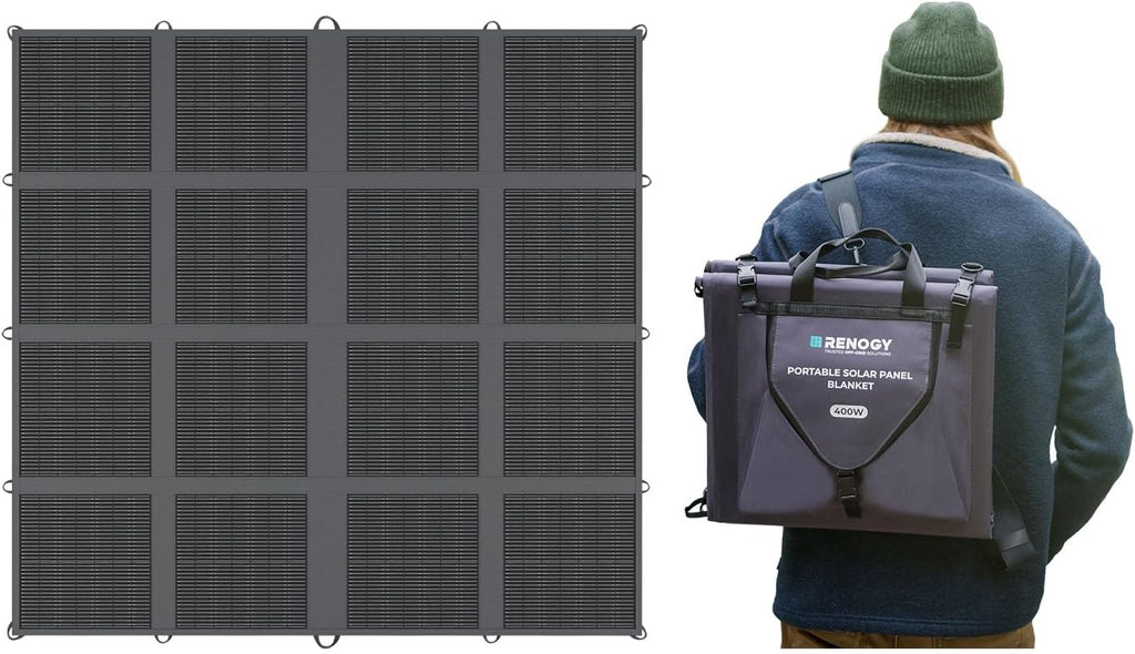 400W Portable Solar Panel, Renogy Solar Blanket N-Type Foldable Solar Panel, 25% High Efficiency, Lightweight Solar