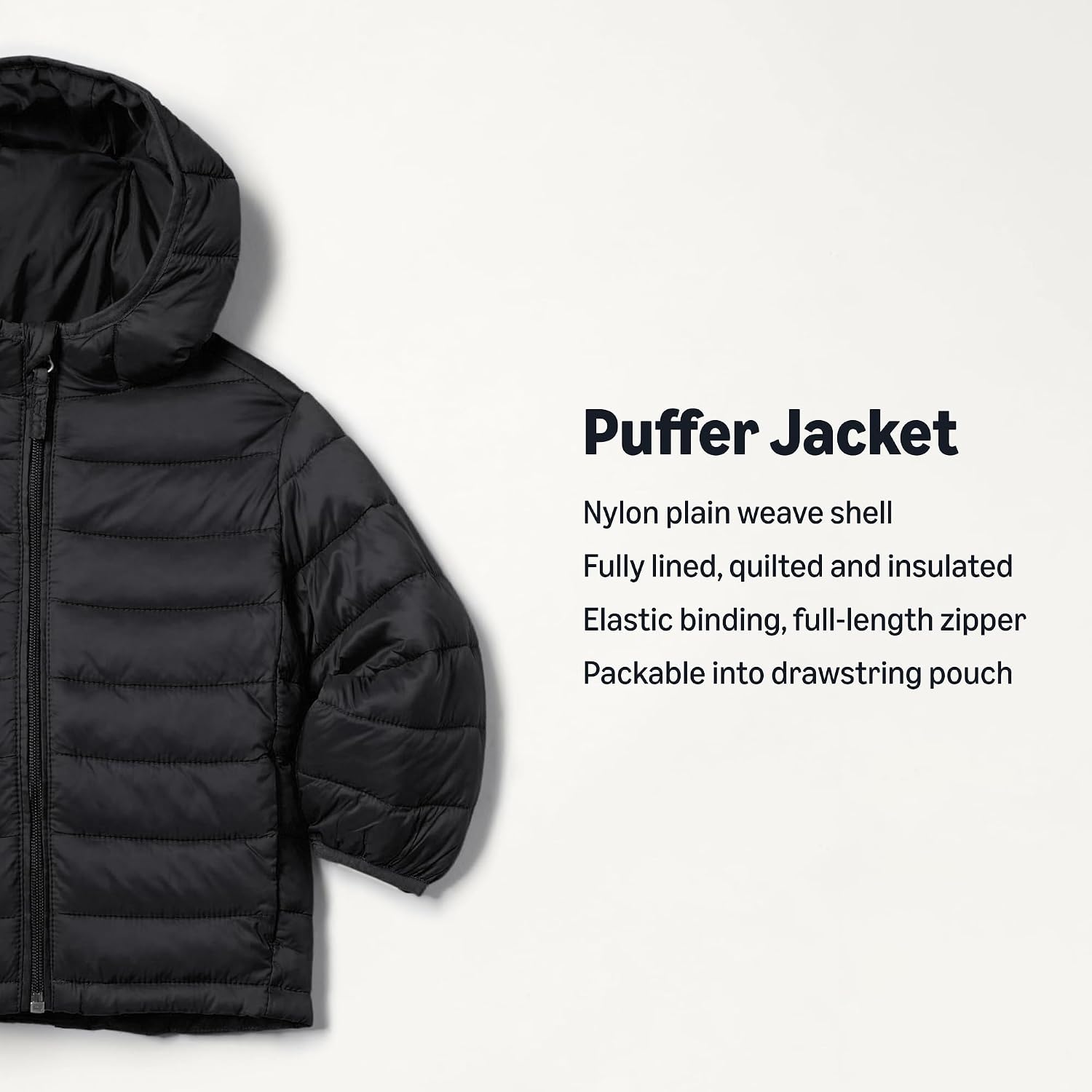 Boys and Toddlers' Lightweight Water-Resistant Packable Hooded Insulated Puffer Jacket