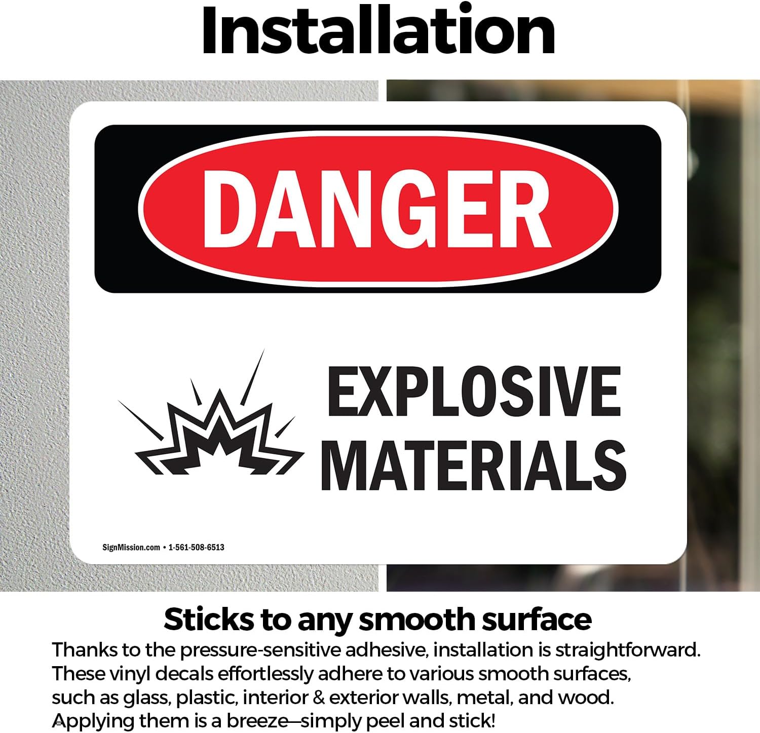 (2 Pack) Explosive Materials OSHA Danger Sign 5 Inch X 3.5 Inch Vinyl Label Decal Sticker Weather Resistant, UV