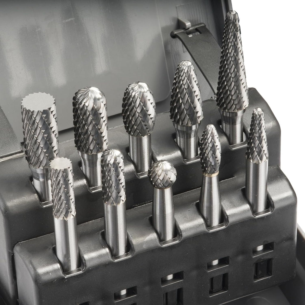 LU&MN Tungsten Carbide Burr Set, 1/4" Shank, 10 Pcs