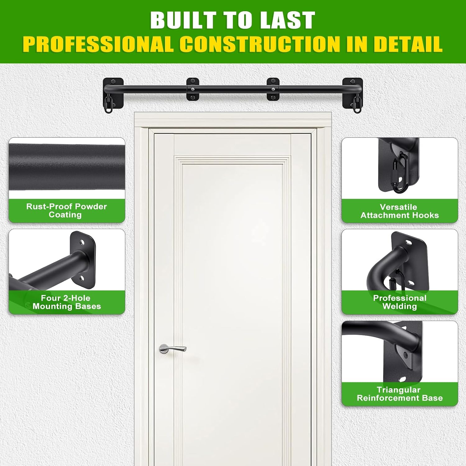 32"/36" Wall Mount Pull Up Bar Joist Mount Chin Up Bar for Doorway | Heavy Duty Steel Construction Support 450 lb