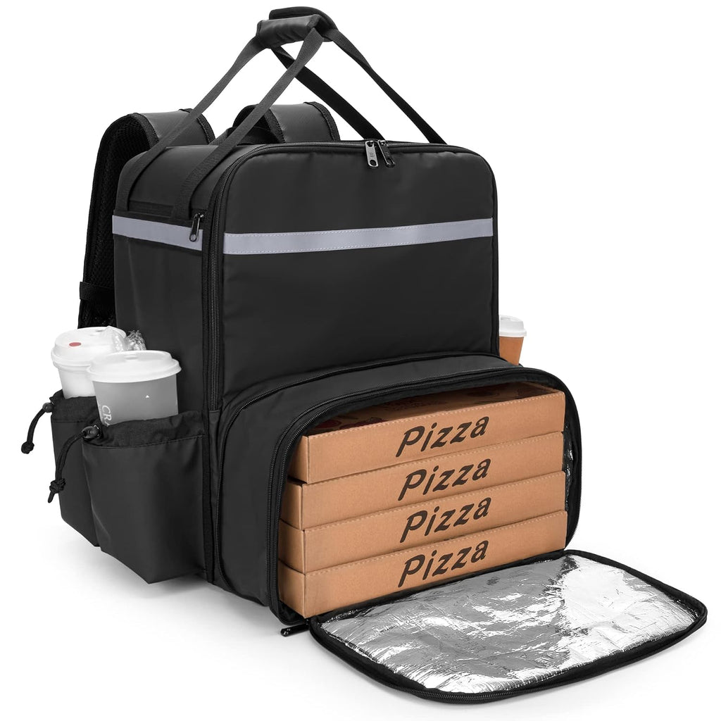 Expandable Food Delivery Backpack with 4 Cups Holder