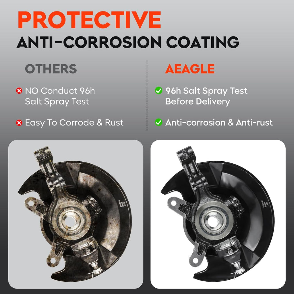 Front Left Steering Knuckle & Wheel Bearing Hub Assembly for Honda Civic 2003 2004 2005 1.7L L4 Without Si Model, 698-495 698495 51215S5AJ30 45255S01A00 44600S5DA00, Driver Side