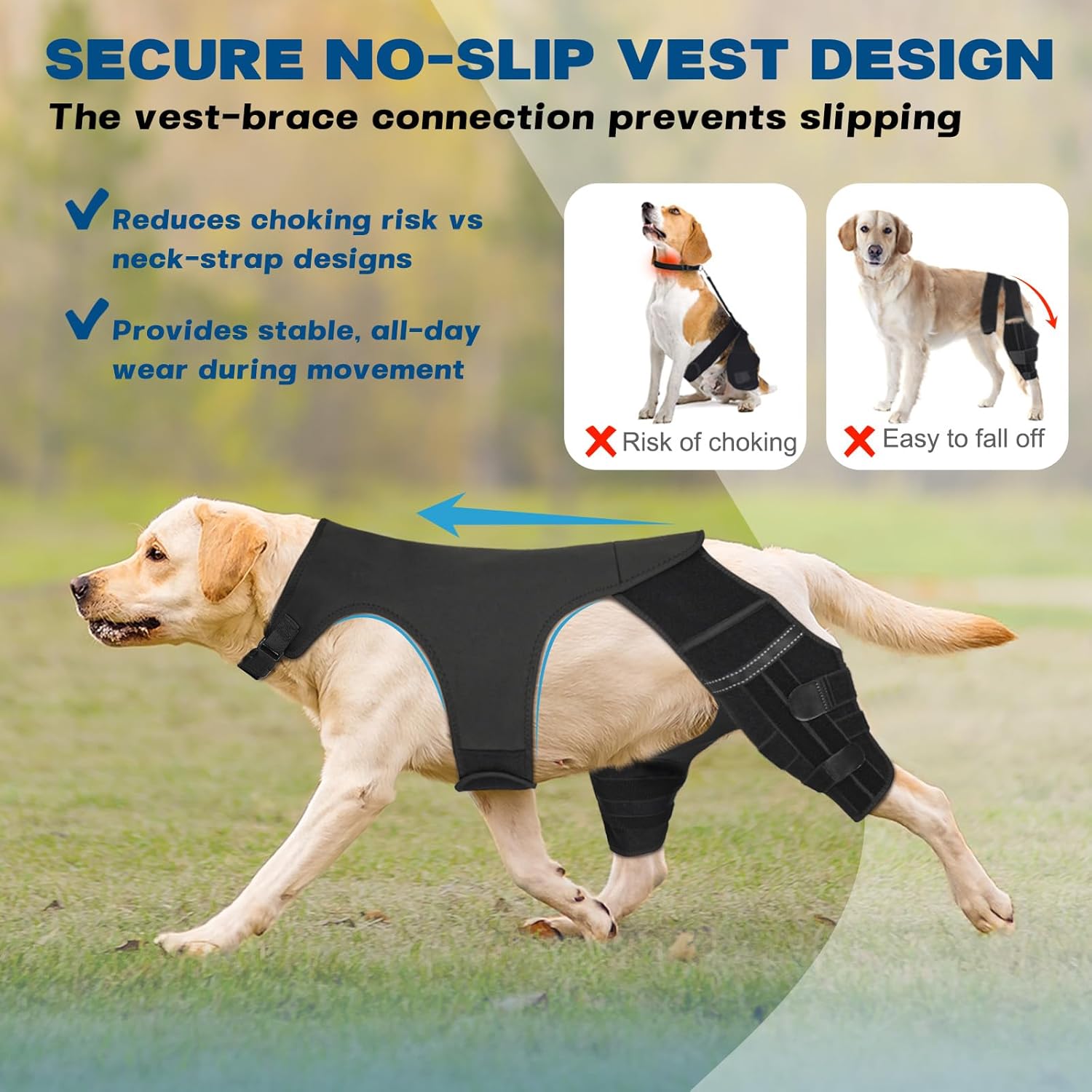 Dog Knee Brace for Torn ACL Hind Leg, Dog Leg Braces for Back Leg Support with 4 Metal Stabilizers Helps with Torn