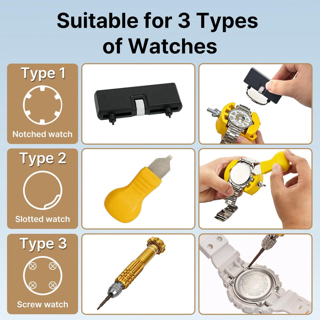 Watch Case Opener Tool: Battery Replacement Kit for Back Removal | Complete Watch Back Remover Tools - Easy to Repair