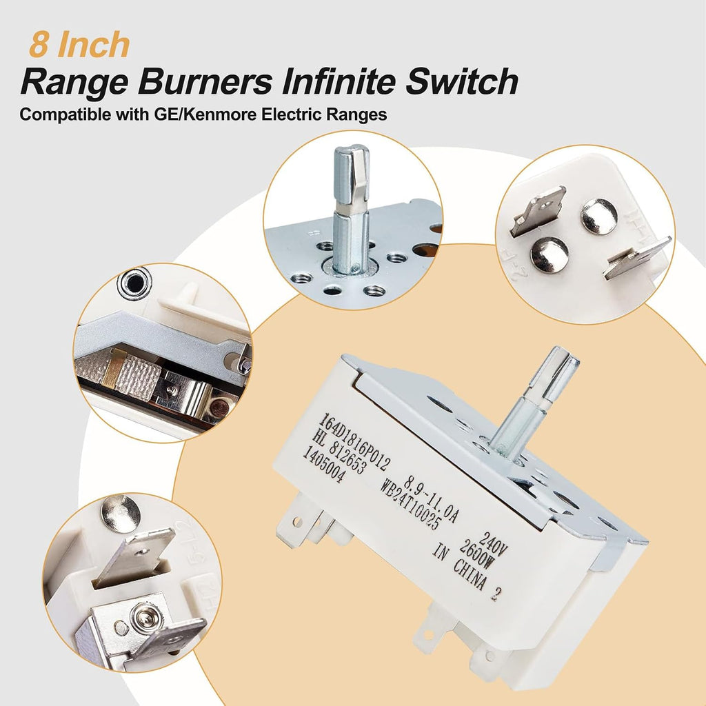 WB24T10025 Range Switch Surface Burner Control Switch (8 inch)