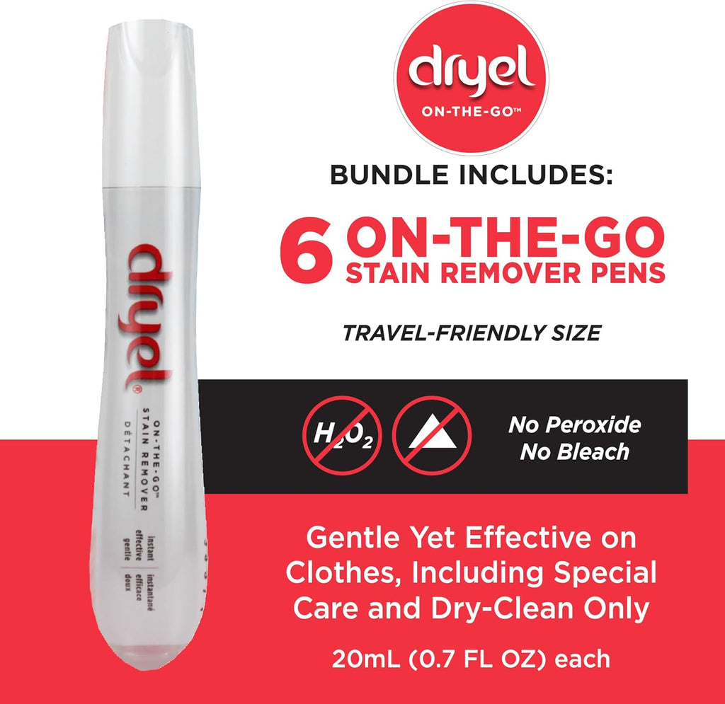 On-The-Go Stain Remover Pen for Delicate Laundry Care, 6-Pack