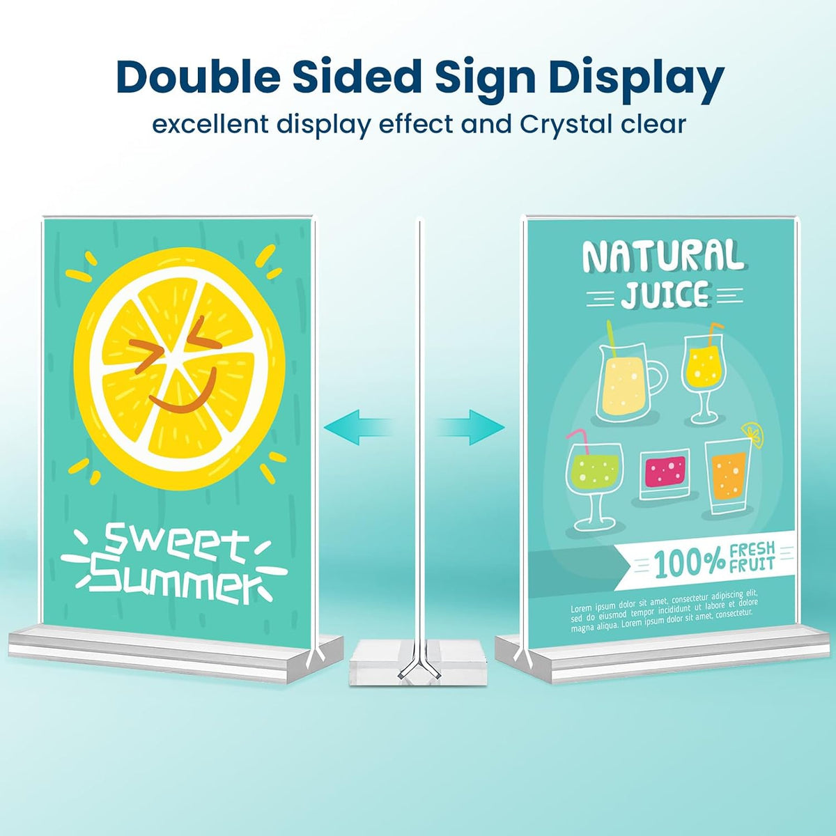 Acrylic Sign Holder, 5x7, 15 Pack Vertical Clear Table Menu Display, Double Sided, Plastic Stand, Suitable for