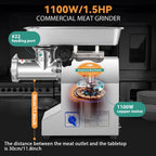 1.5HP #22 Commercial Meat Grinder Machine, 1100W Heavy Duty, 3/6/8mm