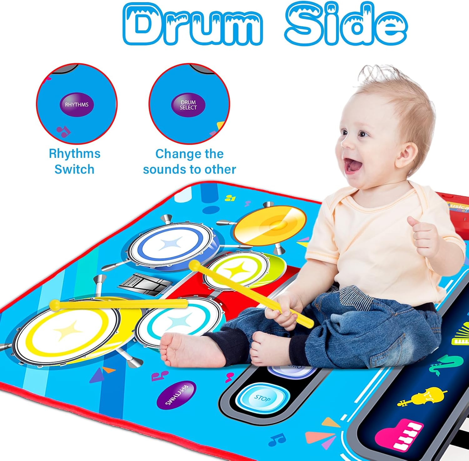 Baby Toys for 1 Year Old: Baby Musical Mat Toddler Toys Age 1-2 - 2 in 1 Piano Drum Babies Play Mat - Infant Music