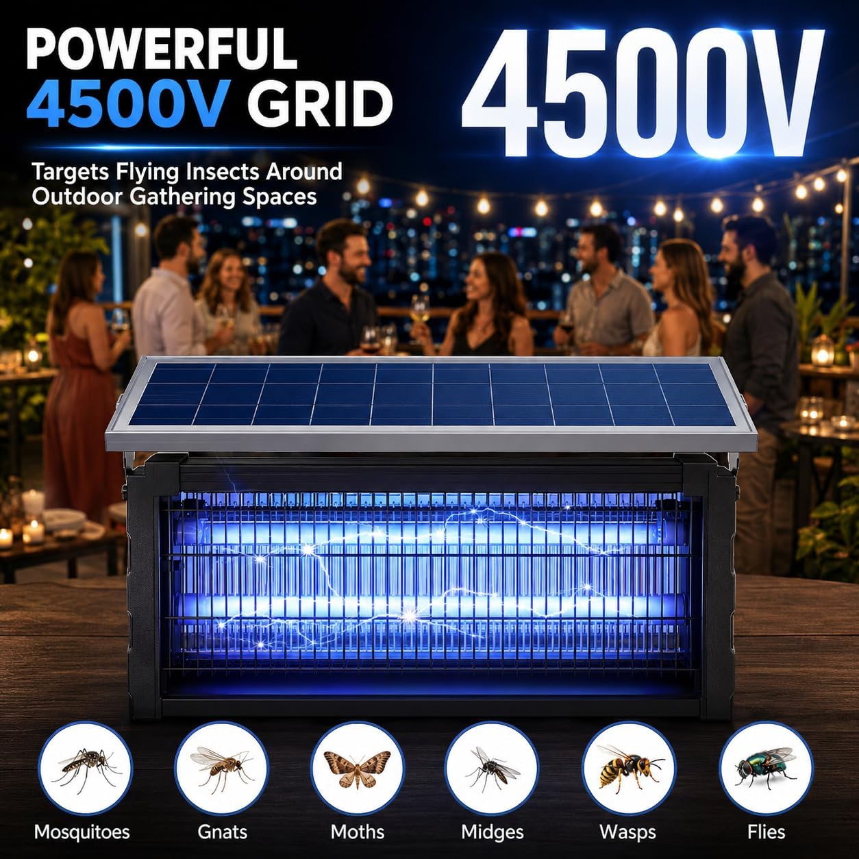 2026 Solar Bug Zapper Outdoor Waterproof Mosquito Repellent Outdoor Patio | 4500V Mosquito Trap & Killer for
