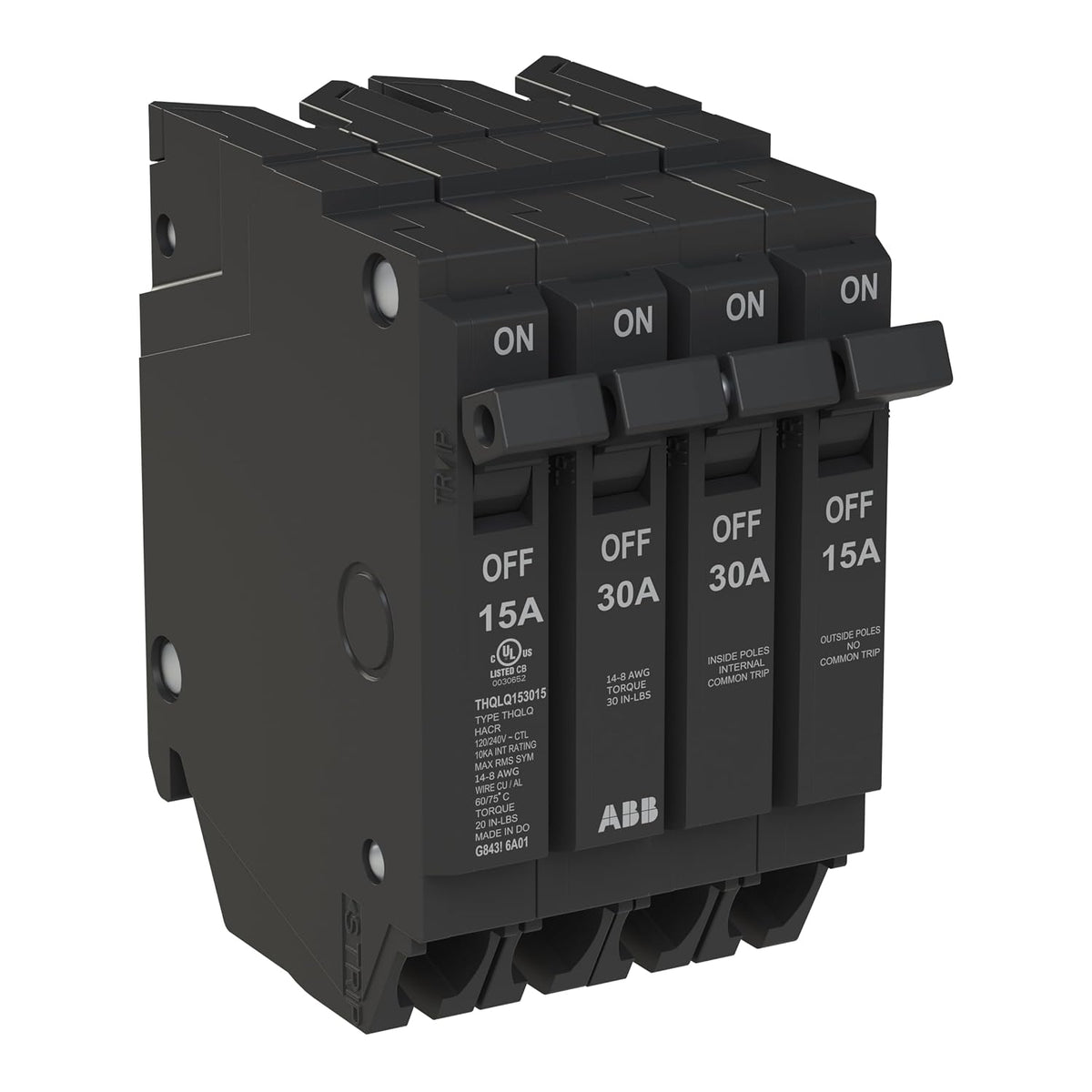 ABB Q-Line THQLQ153015 • Quad Circuit Breaker • 120/240 VAC