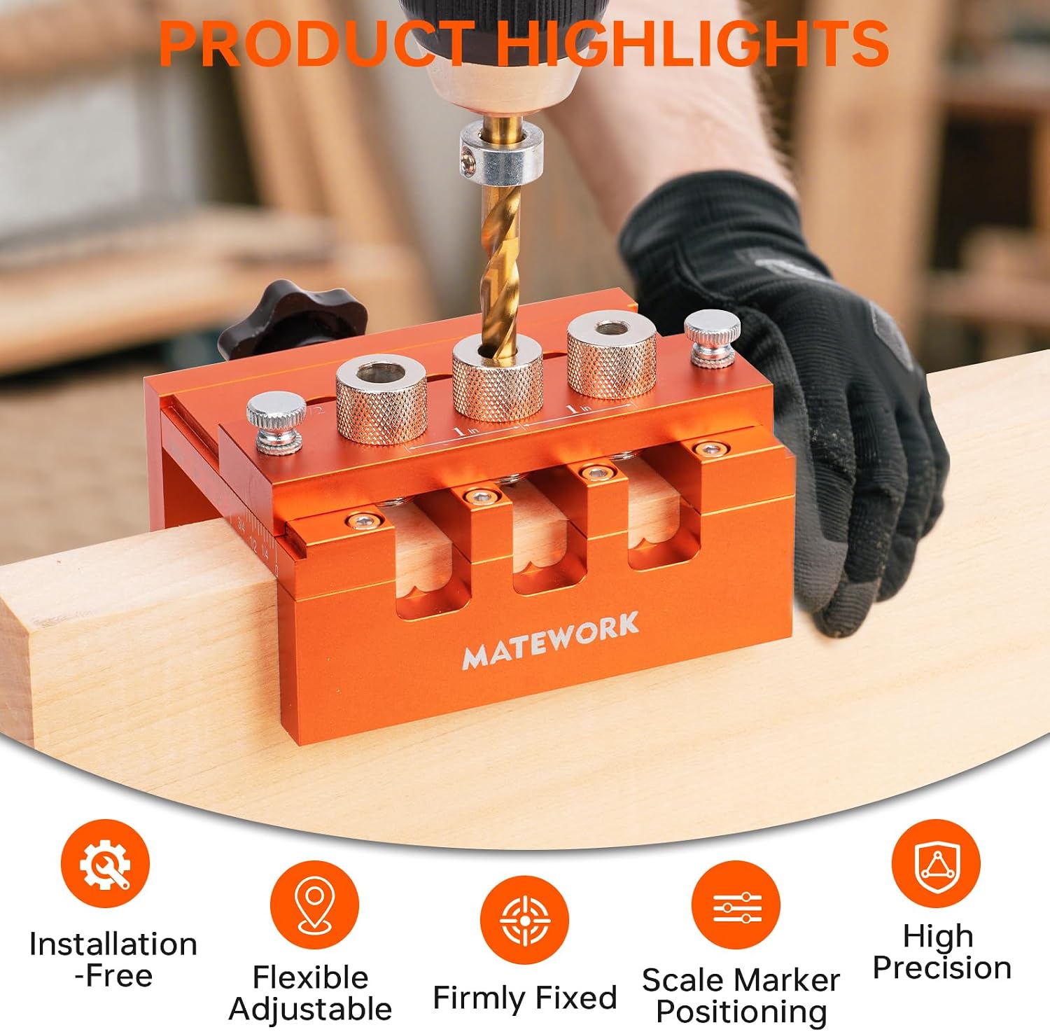 Dowel Jig, Drill Guide for Straight Holes Doweling Jig for Wood | Woodworking Tool, Adjustable Width Dowel Jig Kit
