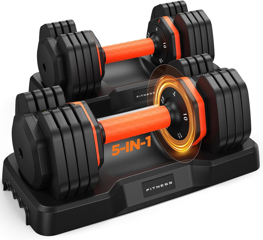 2026 FDB2 Updated Adjustable Dumbbell Set of 2, 5-in-1/10-in-1 Weights Dumbbell Set with Storage Box, 25lbs/55lbs