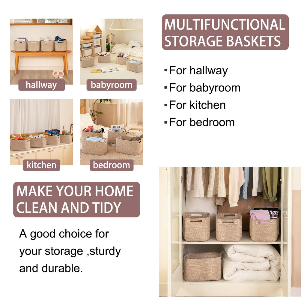 4 Pack Storage Baskets for Organizing 30L Cube Storage Bins Brown