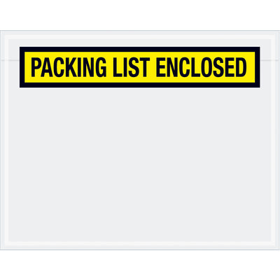 PL456 Panel Face Envelope, "Packing List Enclosed", 7" Length x 5-1/2" Width, Yellow (Case of 1000)