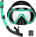 Snorkeling Gear for Adults, Adult Snorkel Set with Panoramic Anti-Leak and Anti-Fog Tempered Glass Snorkel Mask, Dry
