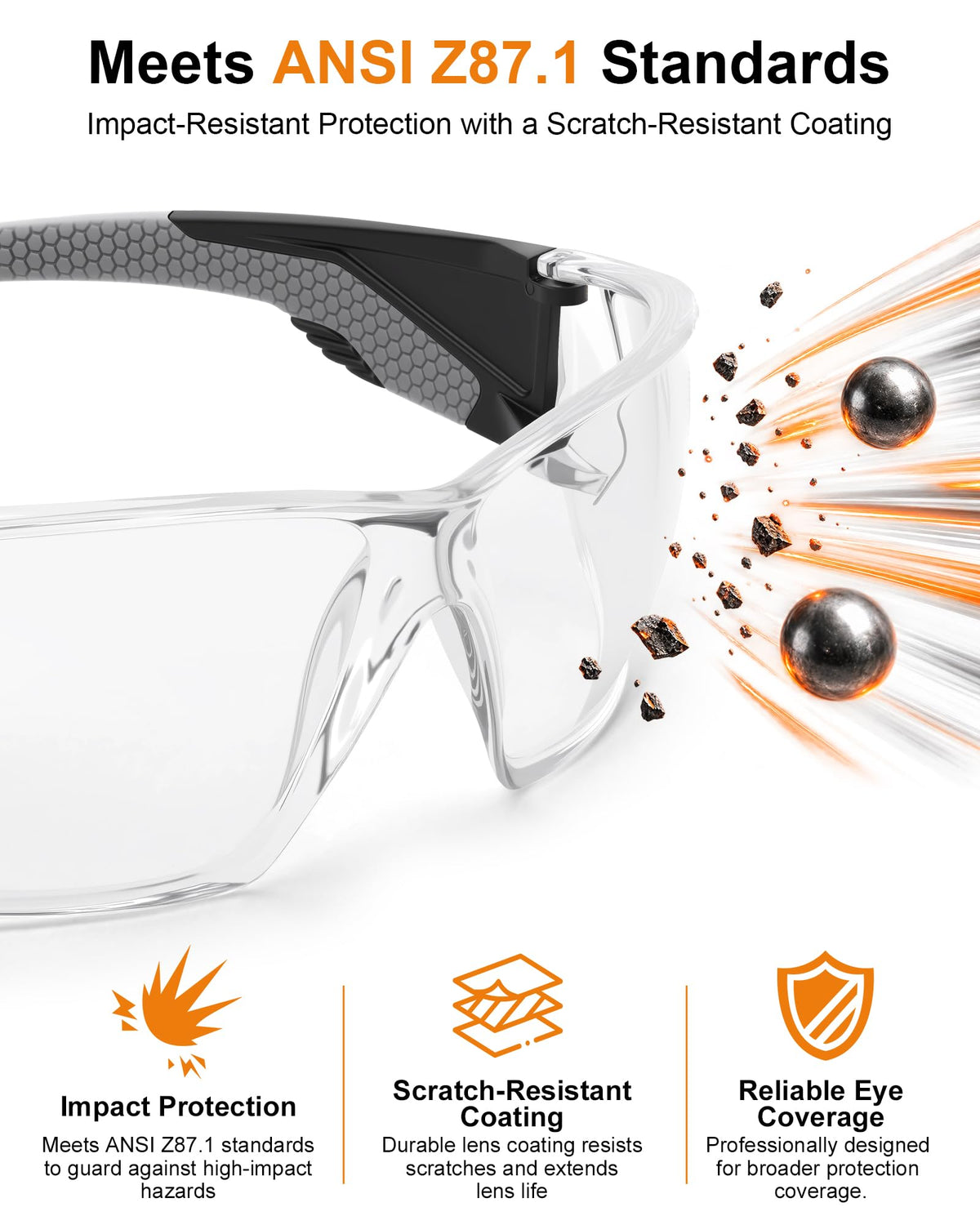 12 Pack Clear Safety Glasses Bulk, Work Glasses for Men and Women