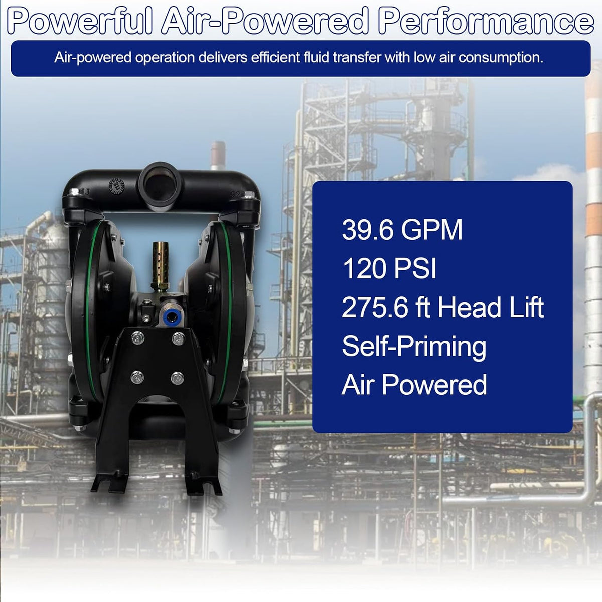 Air Operated Double Diaphragm Pump, 1" Aluminum Pneumatic Transfer Pump