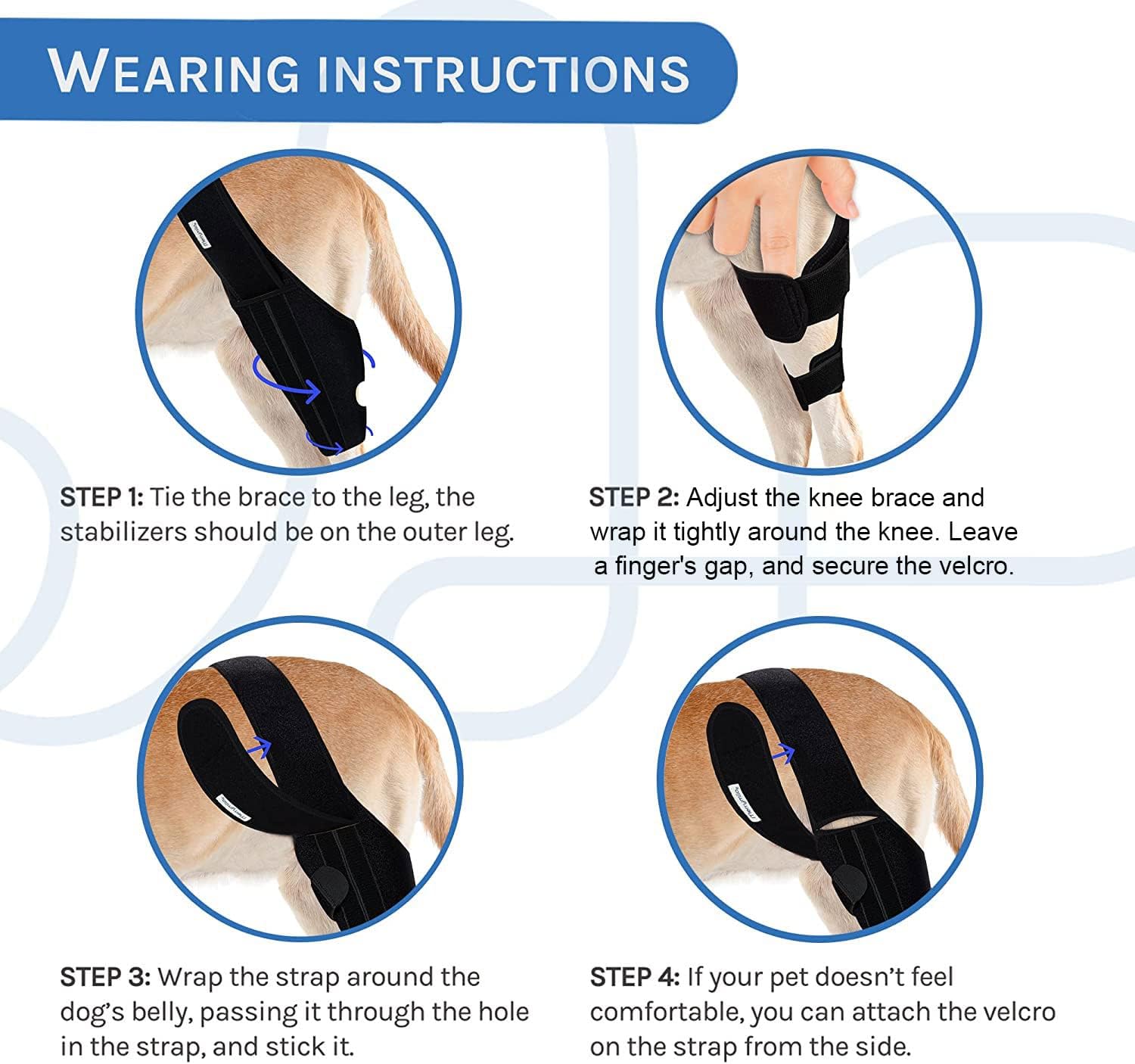 Dog Knee Brace for Torn ACL & Hind Leg Support – Adjustable Dog Hip & Leg Brace for Cruciate Ligament, Arthritis