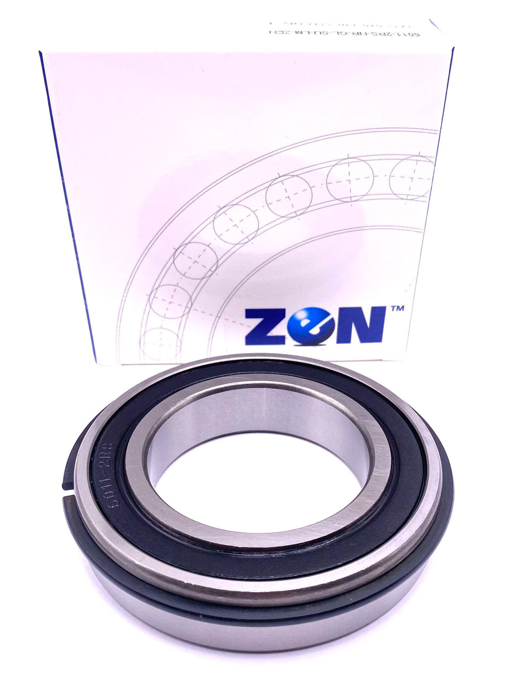 Zen 6011 2RS NR Ball Bearing, Rubber Sealed + Snap Ring 55x90x18 mm