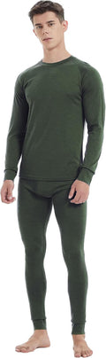 Mens 100% Merino Wool Base Layer Set Active Thermals | Thermal Underwear for Men, Winter Long Johns, Cold Weather