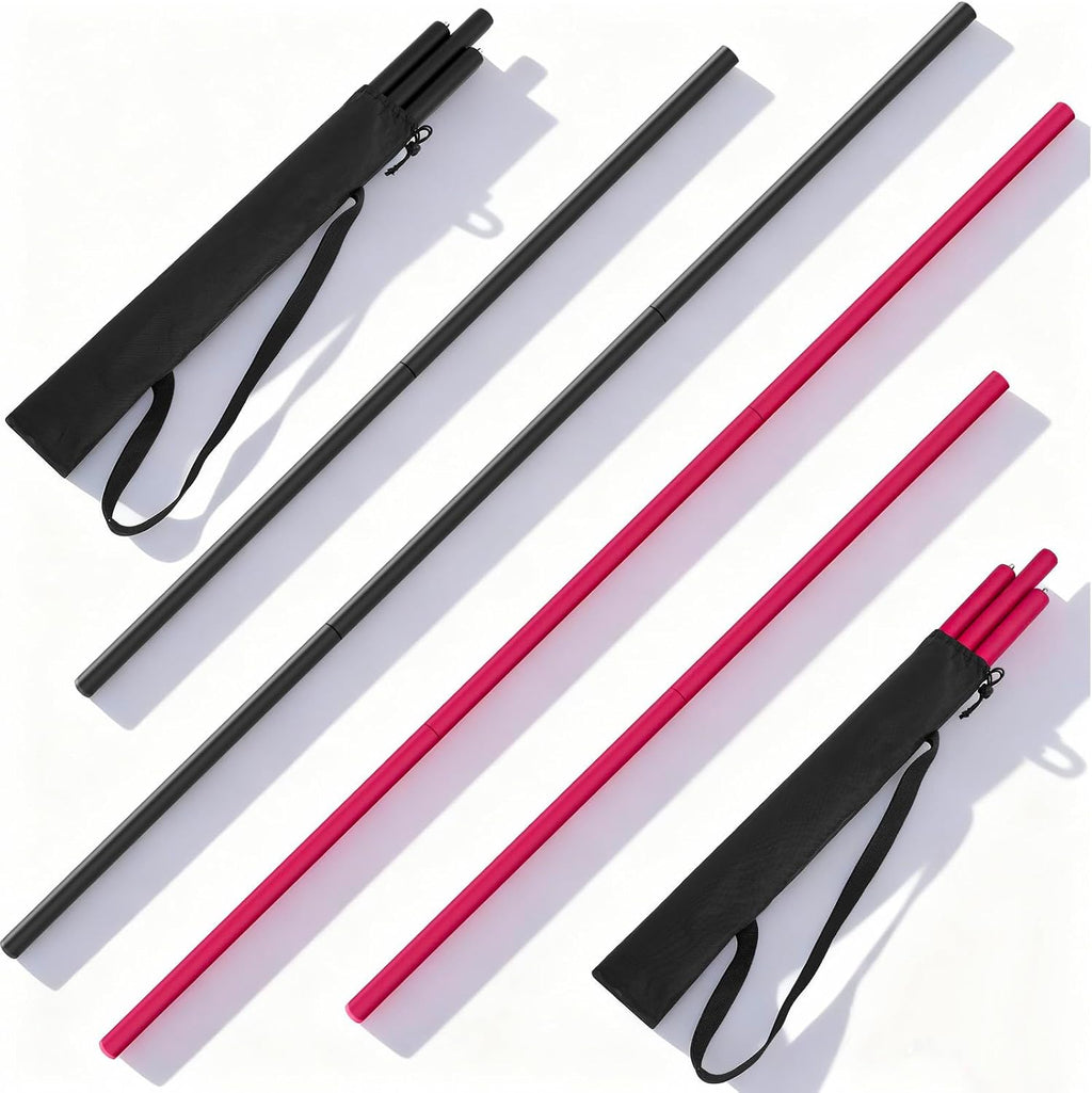 2 Pack 4ft & 6ft Collapsible Bo Staff Foam Padded Martial Arts Training Staff Black and Red Foam Padded Training