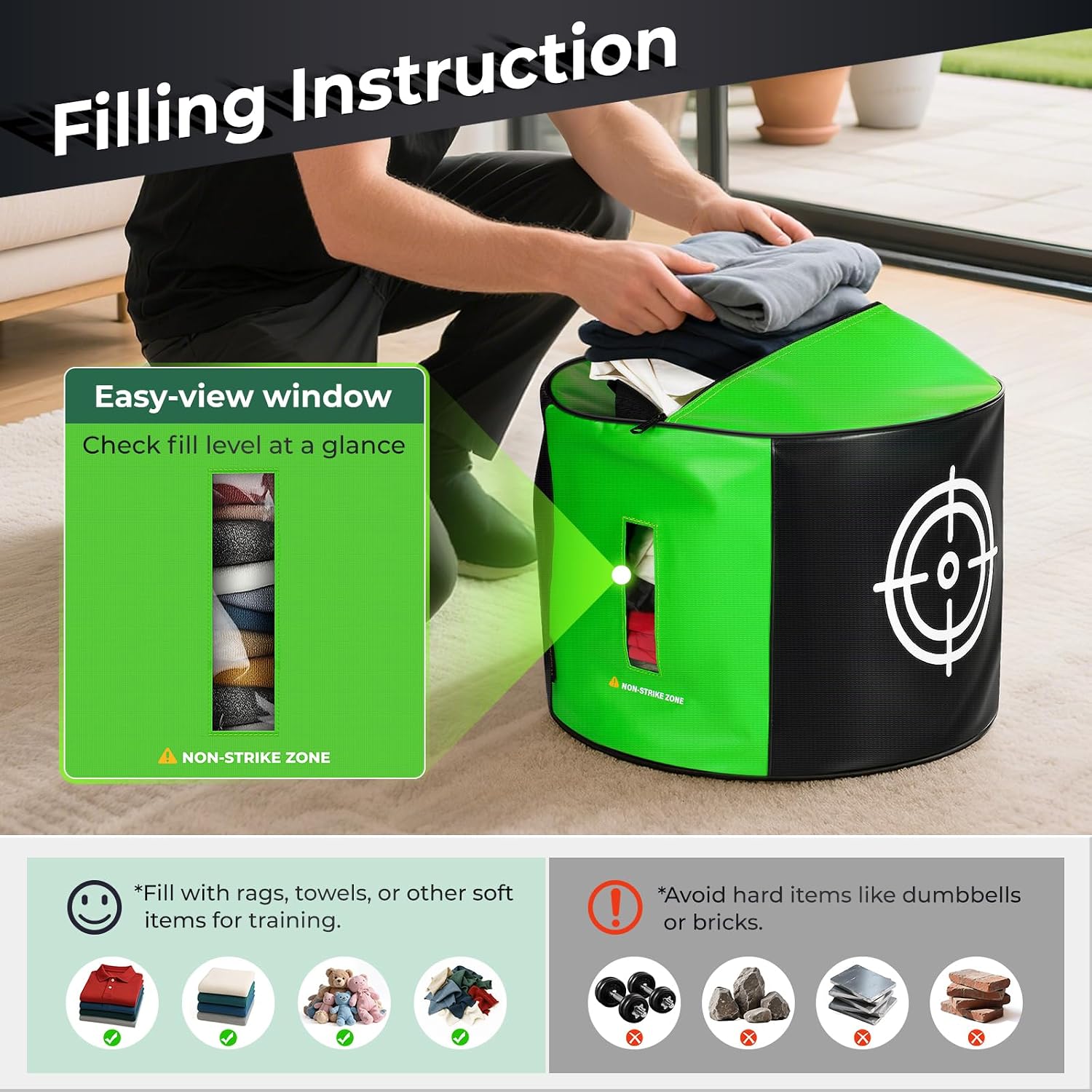 Golf Impact Bag for Swing Training, Golf Training Aids for Men | Golf Practice Equipment with Large Printed Target