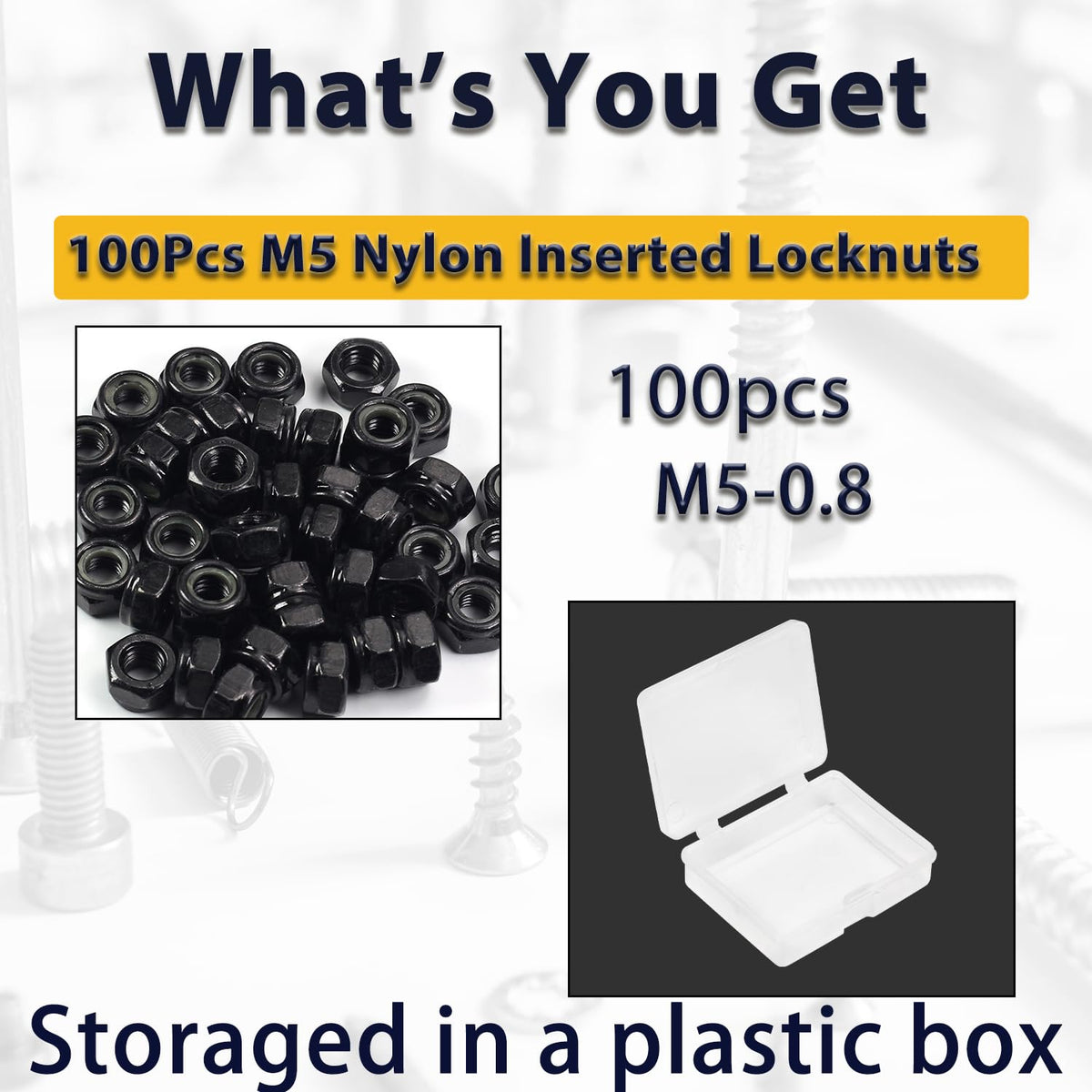 M5x0.8mm Locknuts Nylon Inserted Lock Nuts M5 Nut for CNC Machine RC Cars