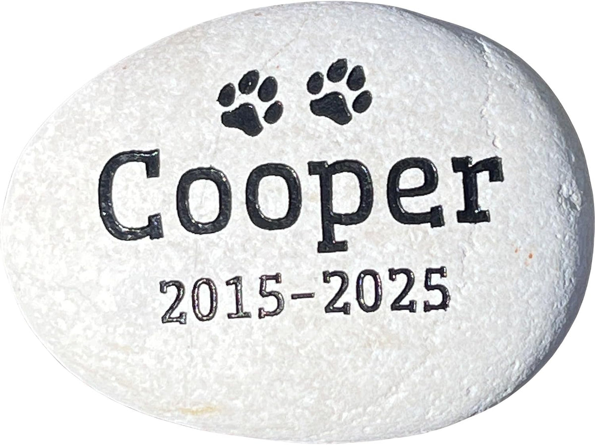 Personalized Pet Memorial Stone – Natural River Rock Custom Engraved Pet Headstone for Dogs & Cats – Outdoor Pet