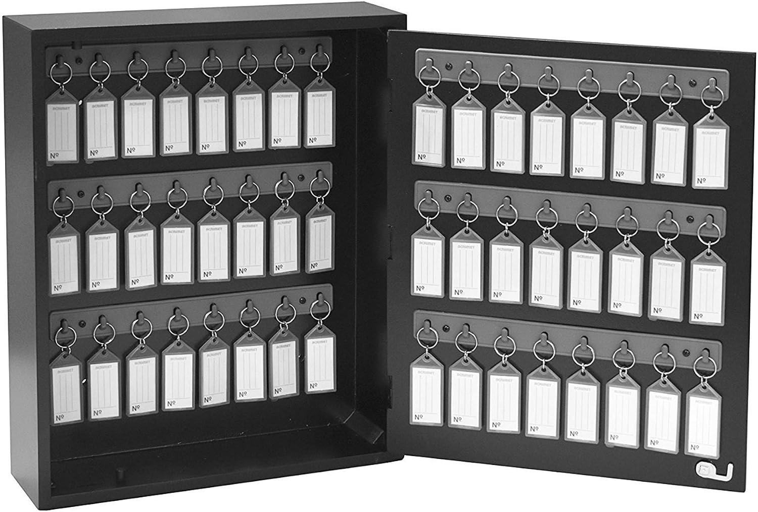 48-Key Cabinet with Lock, Wall Mount Wooden Key Organizer, Security Key Storage Box (48 Positions) with Numbered