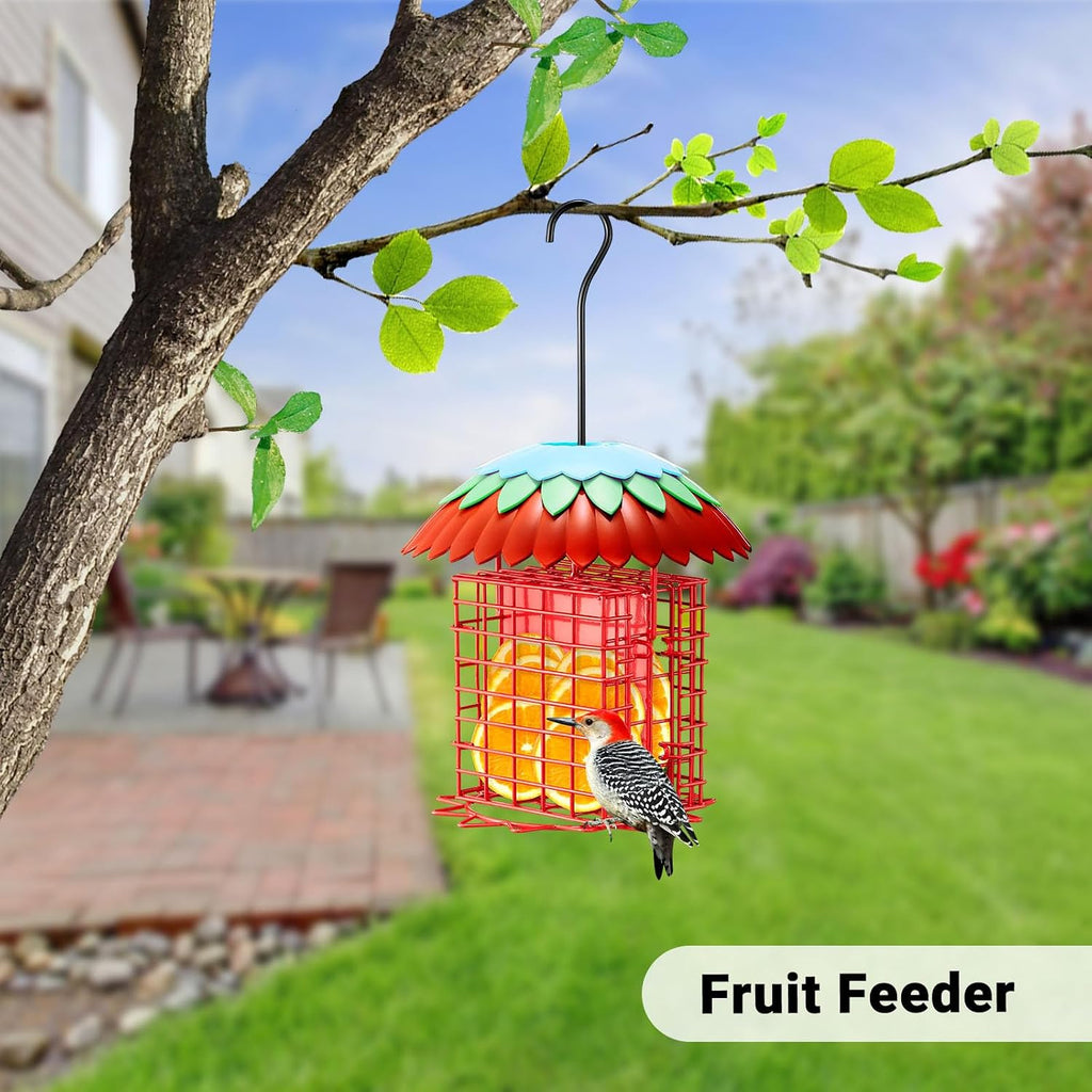 Suet Feeder Double with Weather Guard & Ant Moat, 2 Holders Red