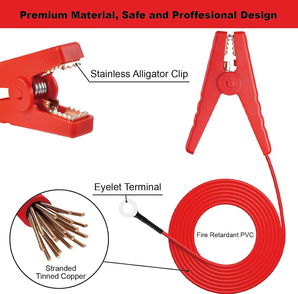 Fence Jumper Cables with Crocodile Clips, Electric Fence Jumping Lead - Solar Electric Fencing Connector Accessory