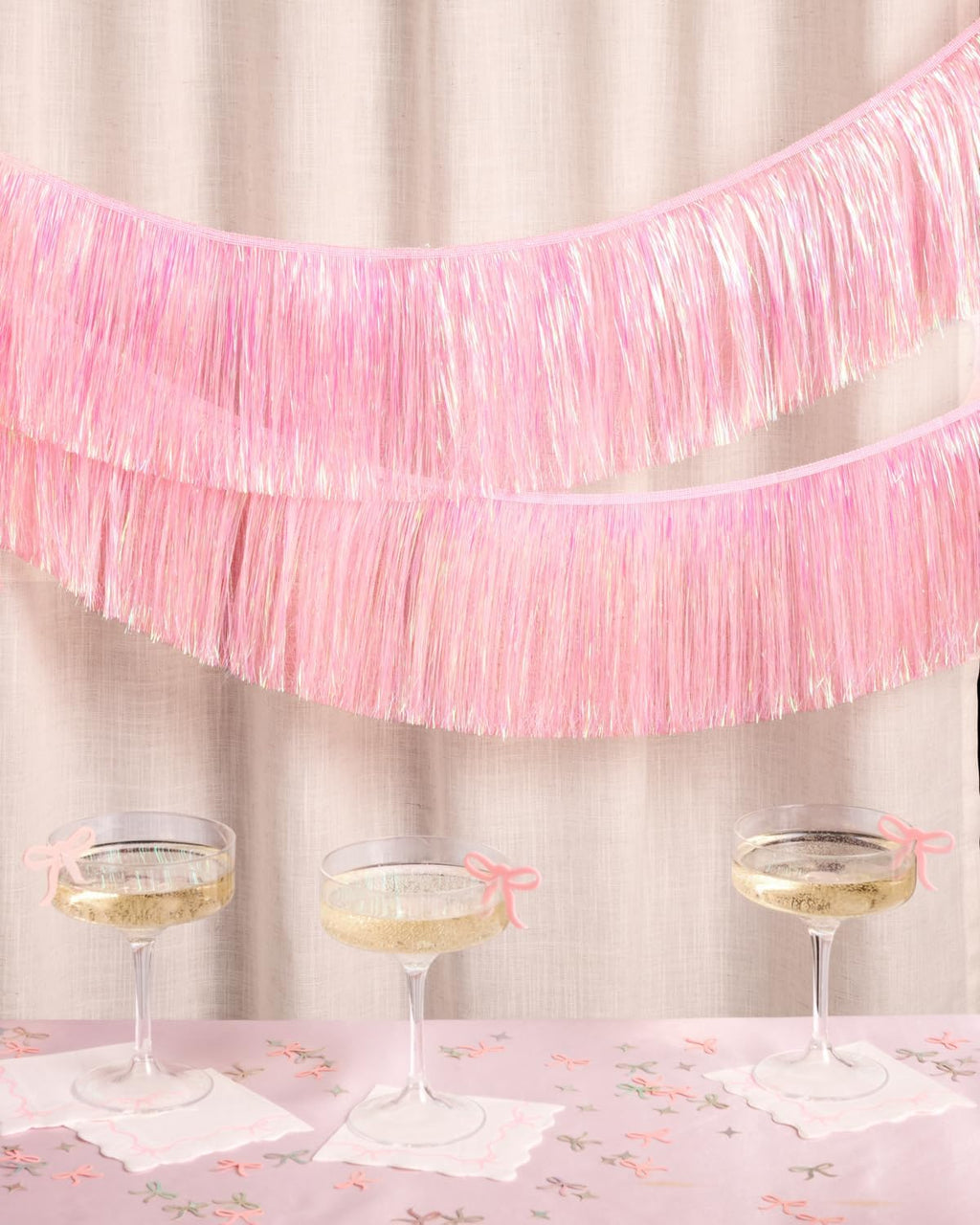 Party Decorations Light Pink Fringe Banner - 4 ft. | Bachelorette Party Supplies, Birthday Photo Booth, Bach Decor