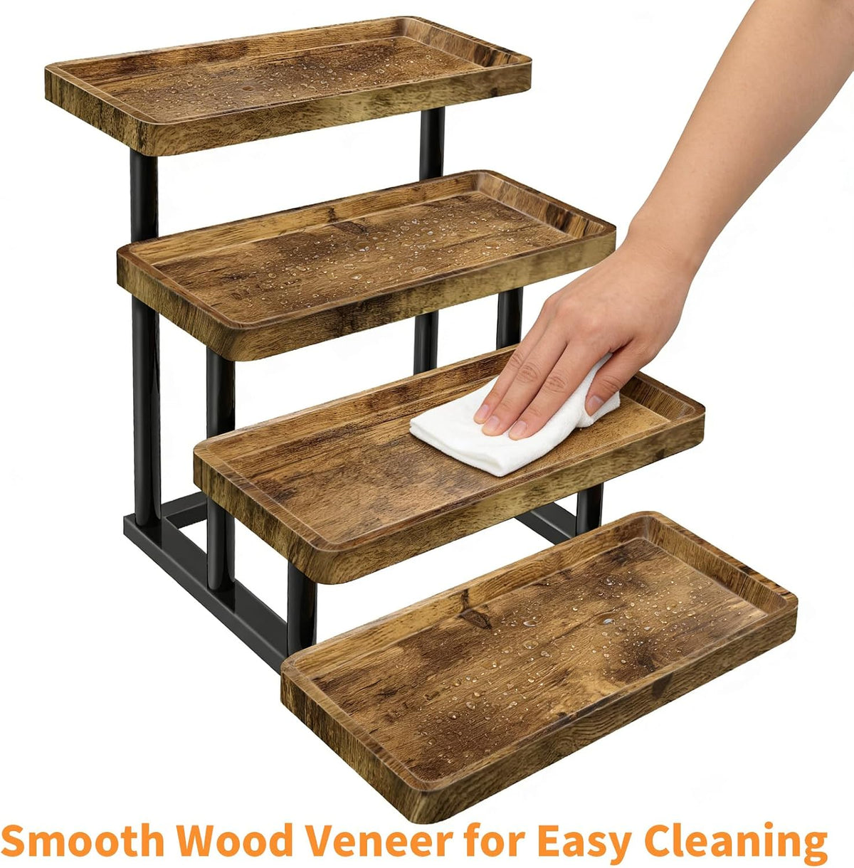 4 Tier Cupcake Stand, 15.7" Large Wooden Serving Tray