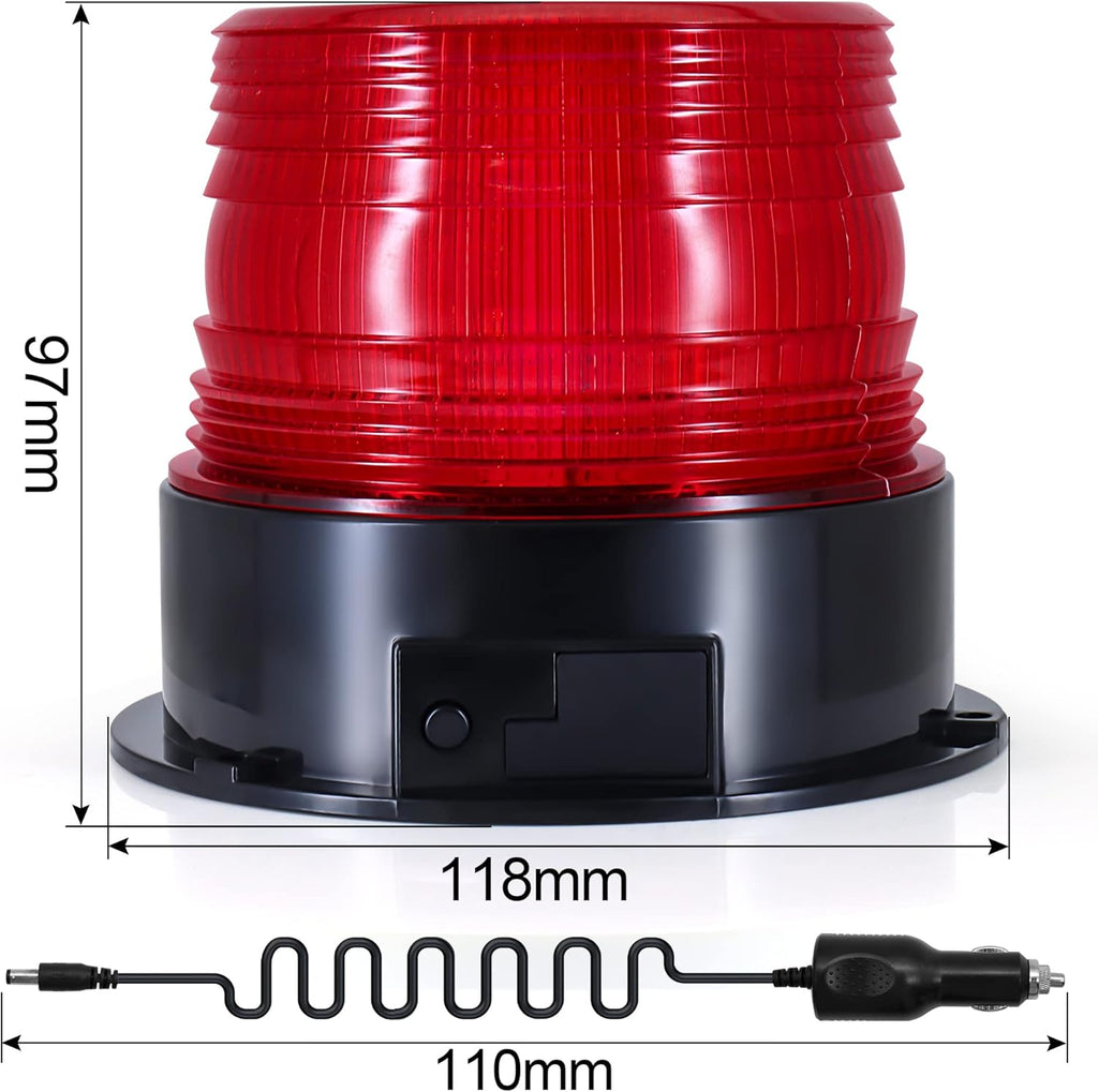 Magnetic Wireless Strobe Light Red Warning Beacon Light for Trucks | Rechargeable Waterproof Emergency Safety Rooftop