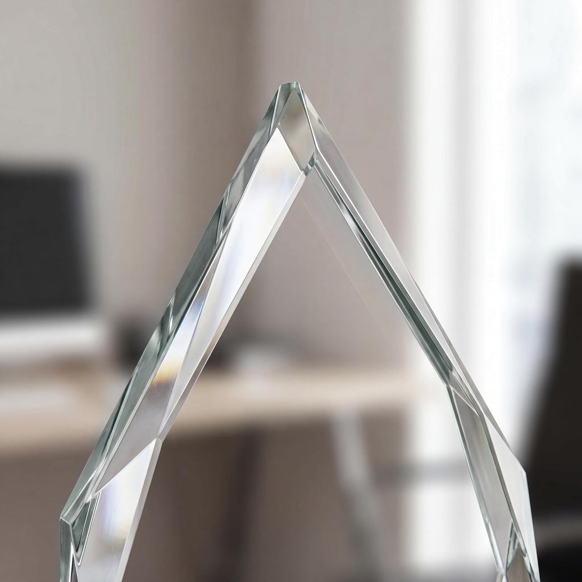 Personalized 7" Crystal Diamond Award with Text and Logo Upload, Custom Engraved Glass Award for Employee