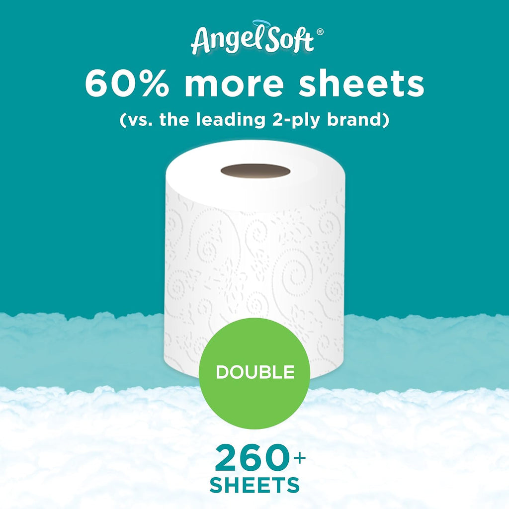 Angel Soft White 2-Ply Septic Safe Toilet Paper Tissue, 36 Double Rolls, 72 Regular Rolls, 260 Plus Sheets Per Double