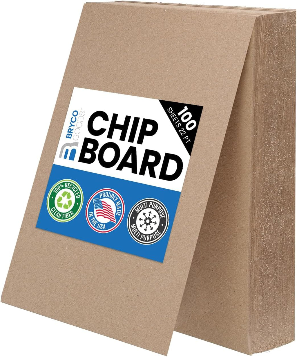 Chipboard Sheets 8.5" x 11" - 100 Sheets, 22-Point, Made in USA