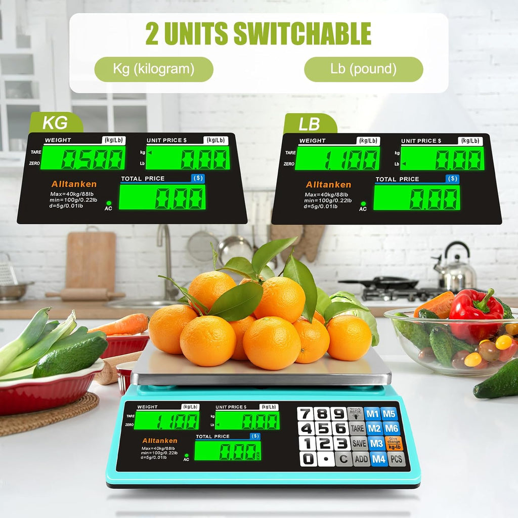 88lb/40kg Commercial Food Scale, Digital Price Computing Scale