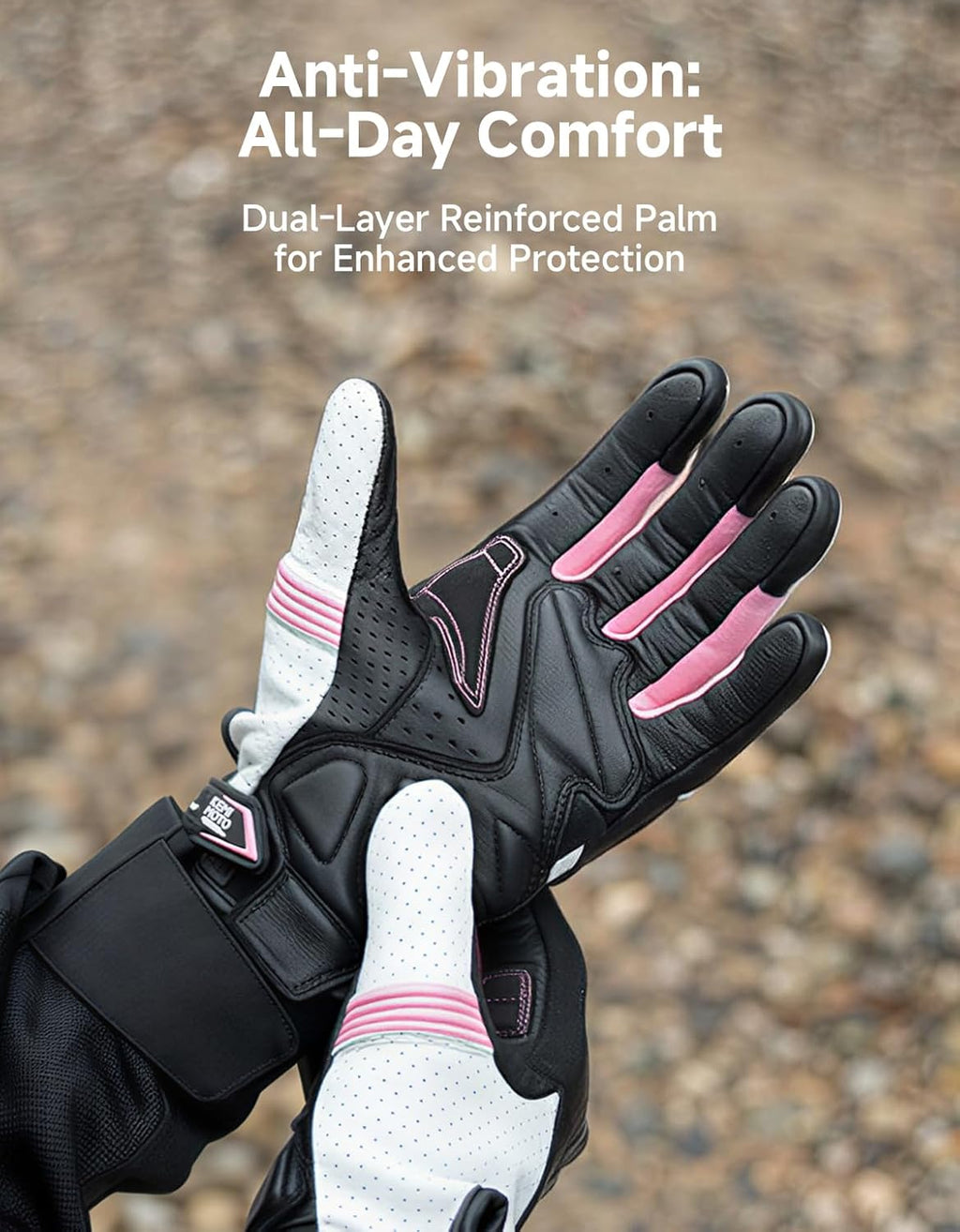 Sheepskin Leather Motorcycle Gloves for Women, Protective Touchscreen Motorbike Gloves for Motorcycle Dirt Bike